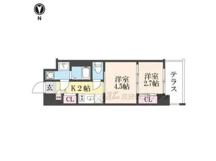 レシオス京都嵯峨野(1DK/1階)の間取り写真