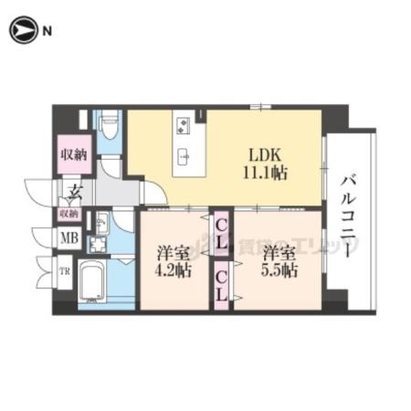 LIVECASA千本今出川(2LDK/6階)の間取り写真