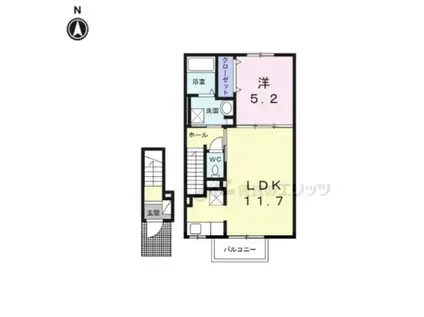 CASAかしば(1LDK/2階)の間取り写真