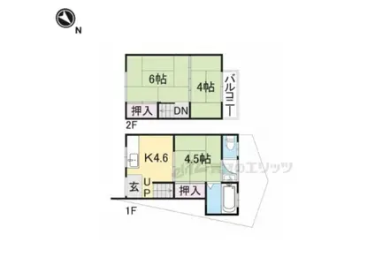 東海道本線 膳所駅 徒歩16分 2階建 築52年(3K)の間取り写真
