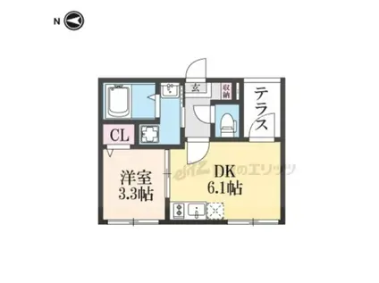 GRAND CHARIOT御所ノ内町(1DK/1階)の間取り写真