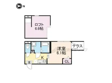 ハーモニーテラスフォース椥辻(1K/1階)の間取り写真