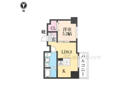 ヴァローレ布施(1LDK/5階)の間取り写真