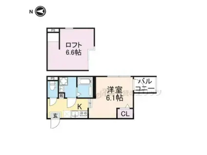 ハーモニーテラス東野八反畑町(ワンルーム/2階)の間取り写真