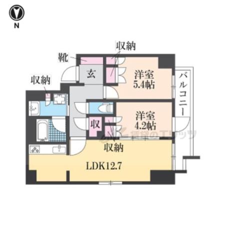 クラッシィハウス御池柳馬場(2LDK/4階)の間取り写真