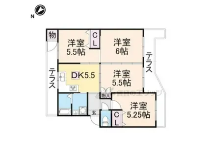 円明寺ヶ丘第1第1棟(4DK/1階)の間取り写真