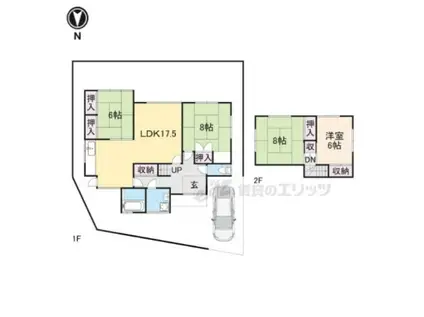 近鉄生駒線 元山上口駅 徒歩21分 2階建 築46年(4LDK)の間取り写真
