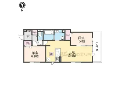 D-ROOM西院小米(2LDK/1階)の間取り写真