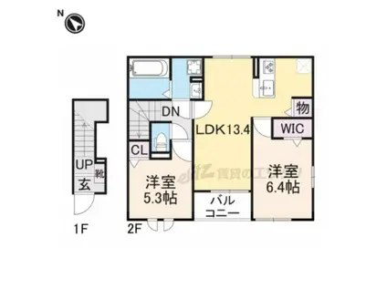 フロントパークひこね(2LDK/2階)の間取り写真