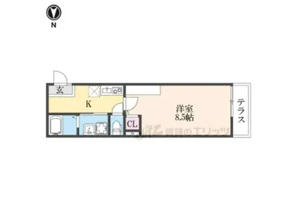 アークリード浜大津(1K/2階)の間取り写真