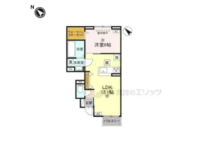 CLARIA荻(1LDK/1階)の間取り写真