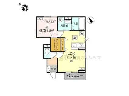 CLARIA荻(1LDK/1階)の間取り写真