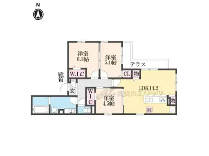 クラシスト南塚口(3LDK/1階)の間取り写真