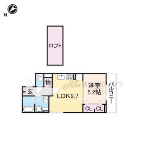 ベルジェ(1LDK/2階)の間取り写真