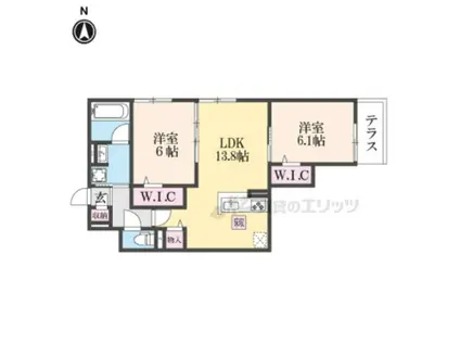 ハイダウェイ両替町(2LDK/1階)の間取り写真