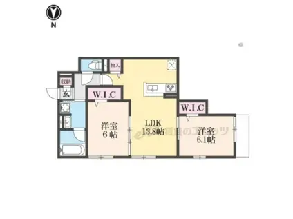 ハイダウェイ両替町(2LDK/2階)の間取り写真