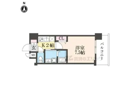 ベラジオ雅び京都西院(1K/6階)の間取り写真