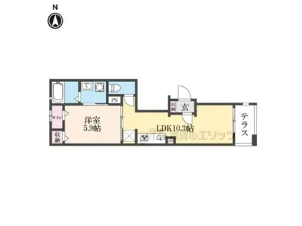 PANA GOJO(1LDK/1階)の間取り写真