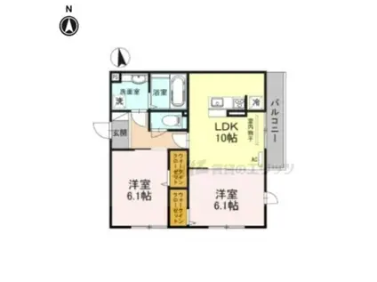 クローバー友井(2LDK/2階)の間取り写真