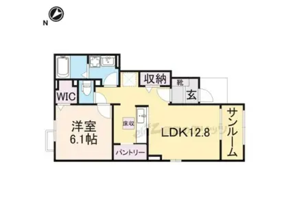 メゾン・ド・ファミーユ新屋(1LDK/1階)の間取り写真