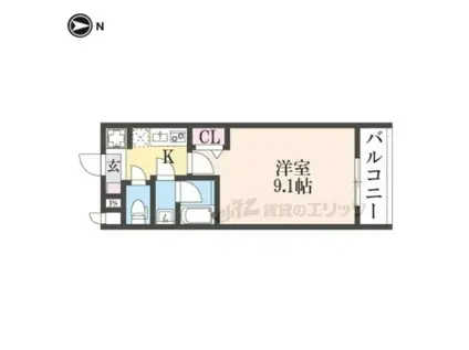 LA FITE KYOTO OIKEウエスト(1K/3階)の間取り写真