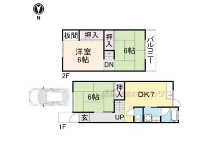東海道本線 長岡京駅 徒歩41分 2階建 築53年(3DK)の間取り写真