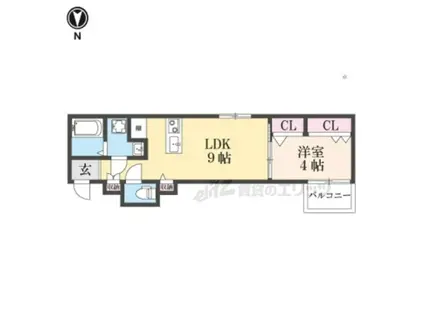 LEGGRO牧野(1LDK/1階)の間取り写真