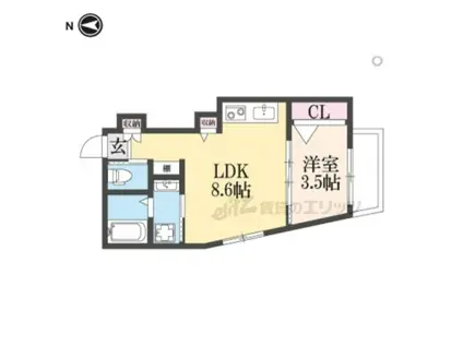 LEGGRO牧野(1LDK/3階)の間取り写真