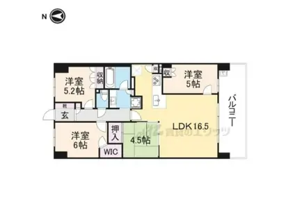 ローレルスクエア長岡京ザ・マークス(4LDK/6階)の間取り写真