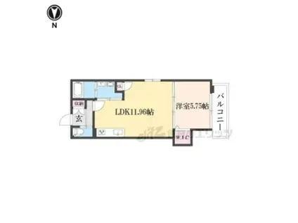 BRIGHENCE御陵南ウエスト(1LDK/3階)の間取り写真