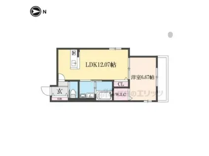 BRIGHENCE御陵南ウエスト(1LDK/1階)の間取り写真