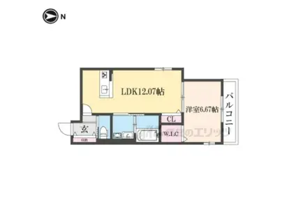 BRIGHENCE御陵南ウエスト(1LDK/2階)の間取り写真