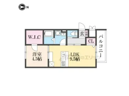 牧野阪アパート(1LDK/2階)の間取り写真