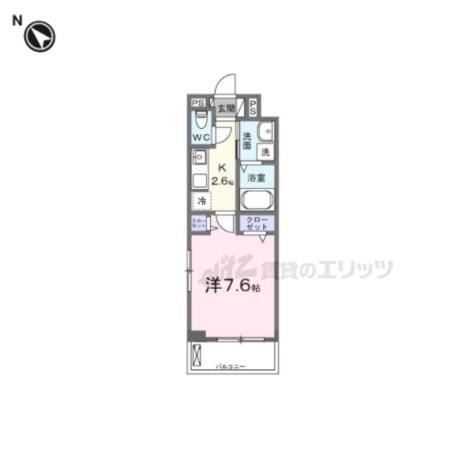 ヒカルサ京田辺大住(1K/2階)の間取り写真