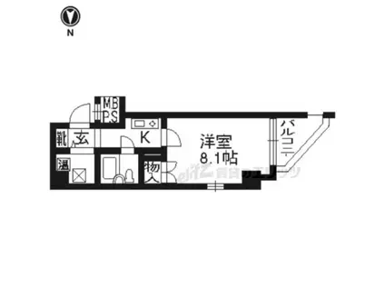 アクシルコート京都二条ウエスト(1K/6階)の間取り写真