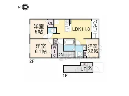 メゾン下多良(3LDK/2階)の間取り写真