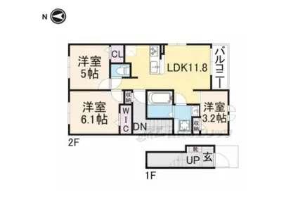 メゾン下多良(3LDK/2階)の間取り写真