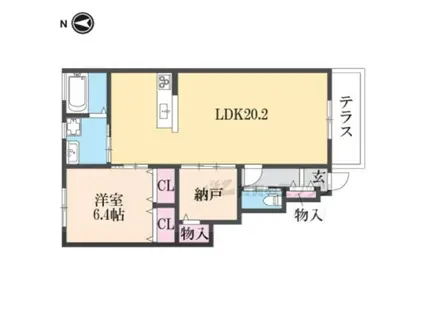 ゼフィール(2LDK/1階)の間取り写真