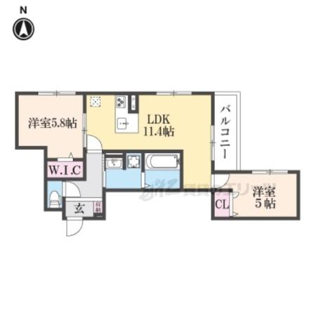 D-ROOM伏見駅前(2LDK/3階)の間取り写真