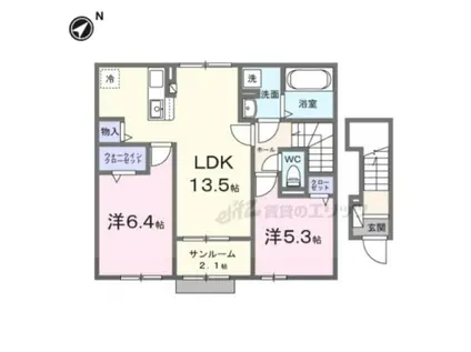 アベニール(2LDK/2階)の間取り写真