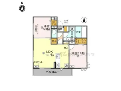 GRAMM東小野堀町イースト(2LDK/2階)の間取り写真