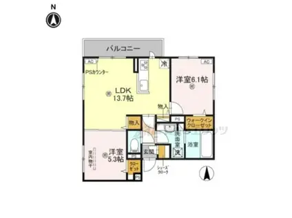 GRAMM東小野堀町イースト(2LDK/2階)の間取り写真