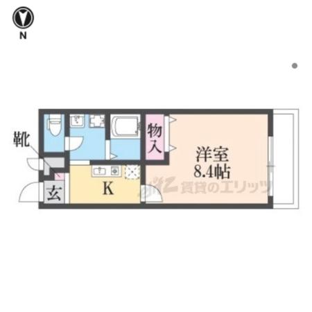 ラフィーネ九条(1K/2階)の間取り写真