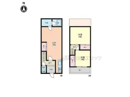 京阪電気鉄道鴨東線 出町柳駅 バス乗車時間：21分 上賀茂小学校前バス停で下車 徒歩7分 2階建 築54年(2LDK)の間取り写真
