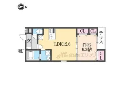 フジパレス鴻池新田V番館(1LDK/1階)の間取り写真