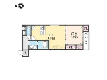 フジパレス鴻池新田V番館(1LDK/2階)の間取り写真