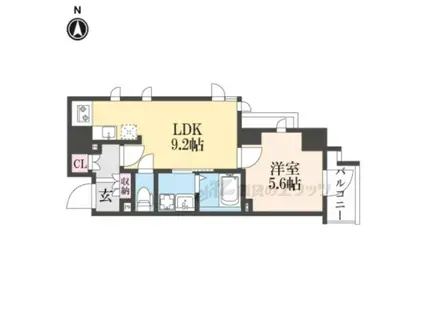 ジオエント四条大宮(1LDK/5階)の間取り写真