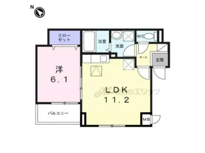 ウエスト レイク(1LDK/2階)の間取り写真