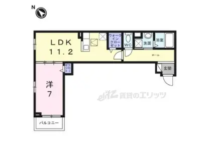 ウエスト レイク(1LDK/1階)の間取り写真