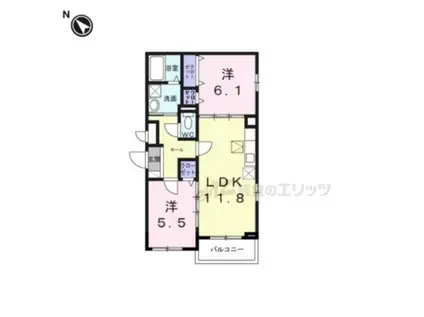 ウエスト レイク(2LDK/2階)の間取り写真